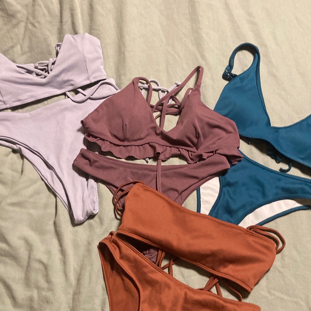 Zaful Multicolor Bikini Set - Purple, copper, teal